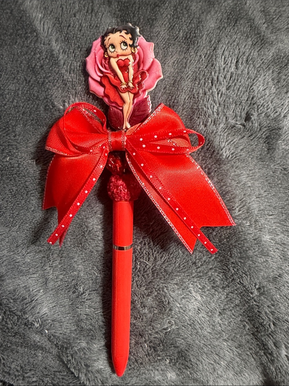Hand Crafted Red Betty Boop Bow Pen
